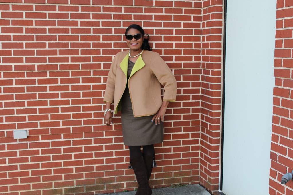 Wearing Lafayette 148 Jacket, J.Crew Factory Dress, Wolford Tights with Brown Suede Cole Haan Boots.