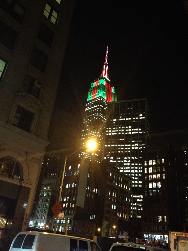 Empire State Building with LCD Holiday Colors