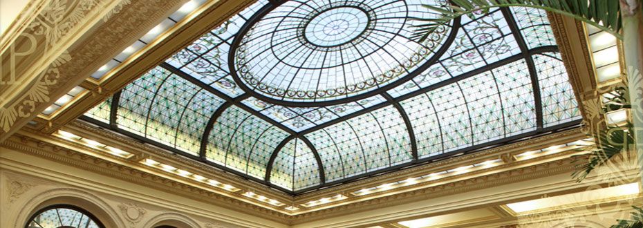 The 2005 renovation at The Plaza Hotel installed a new stain glass ceiling.