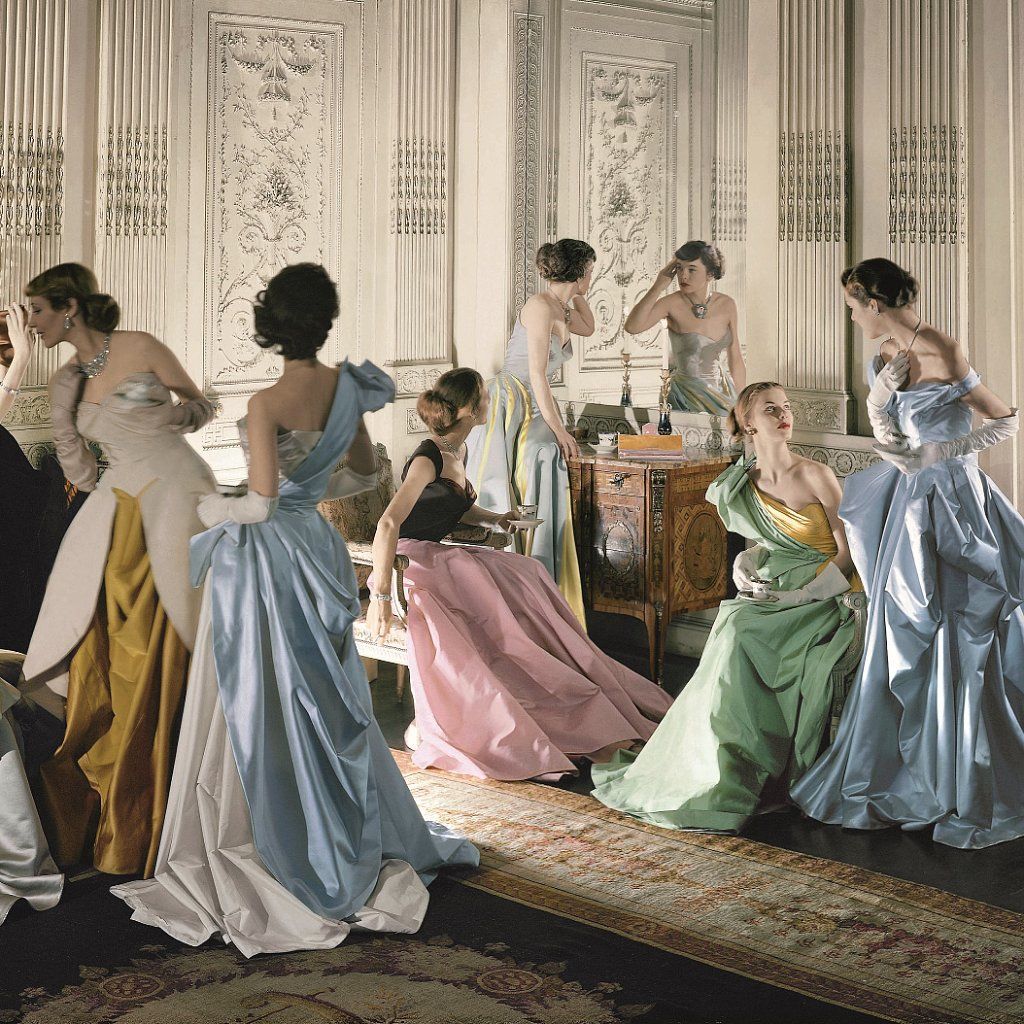 Cecil Beaton photo captured James' consummate artistry with draping and color in this brilliantly staged photograph of models caught in elegant repose.