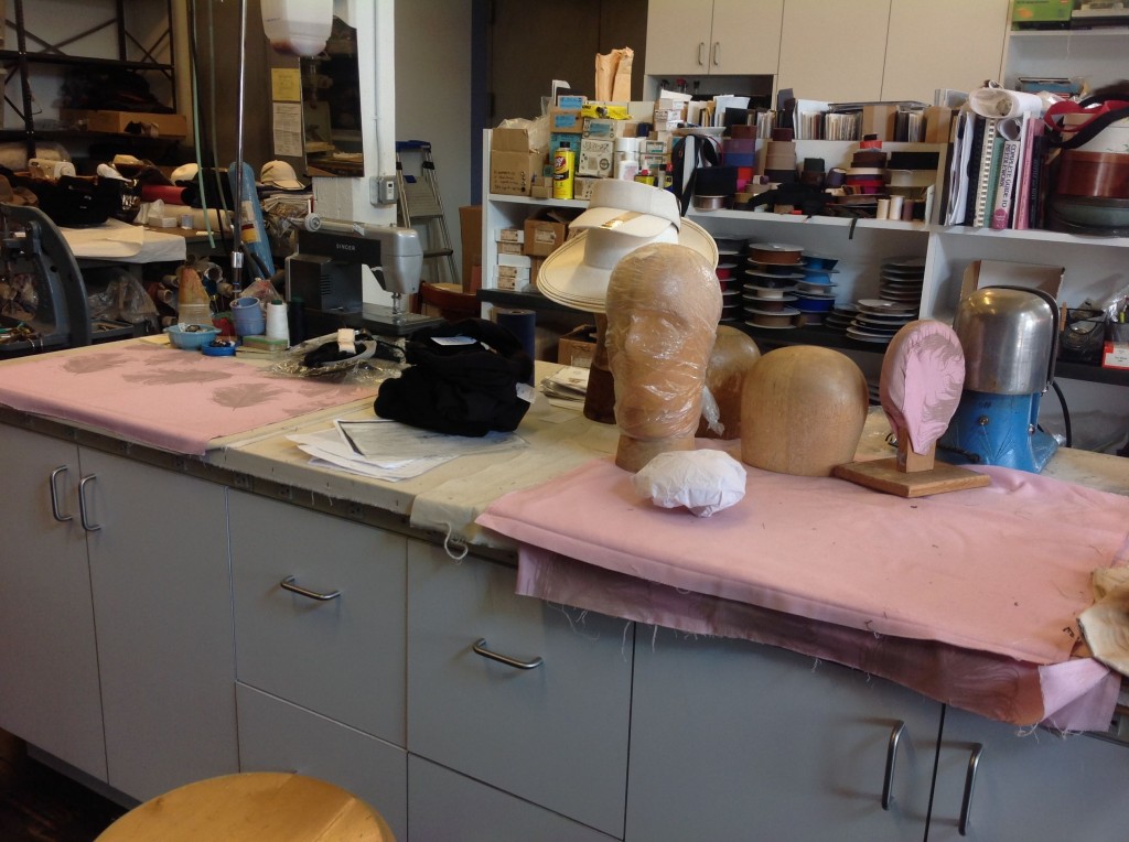 Workroom of milliner Tracy Watts in Gowanus section of Brooklyn