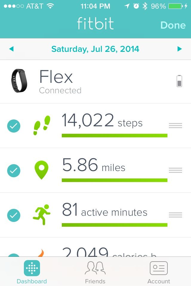 My FitBit Tracker reading for Saturday, July 26, 2014 sightseeing in NYC