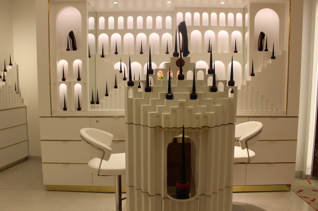 Louboutin nail polish display at Saks in NYC