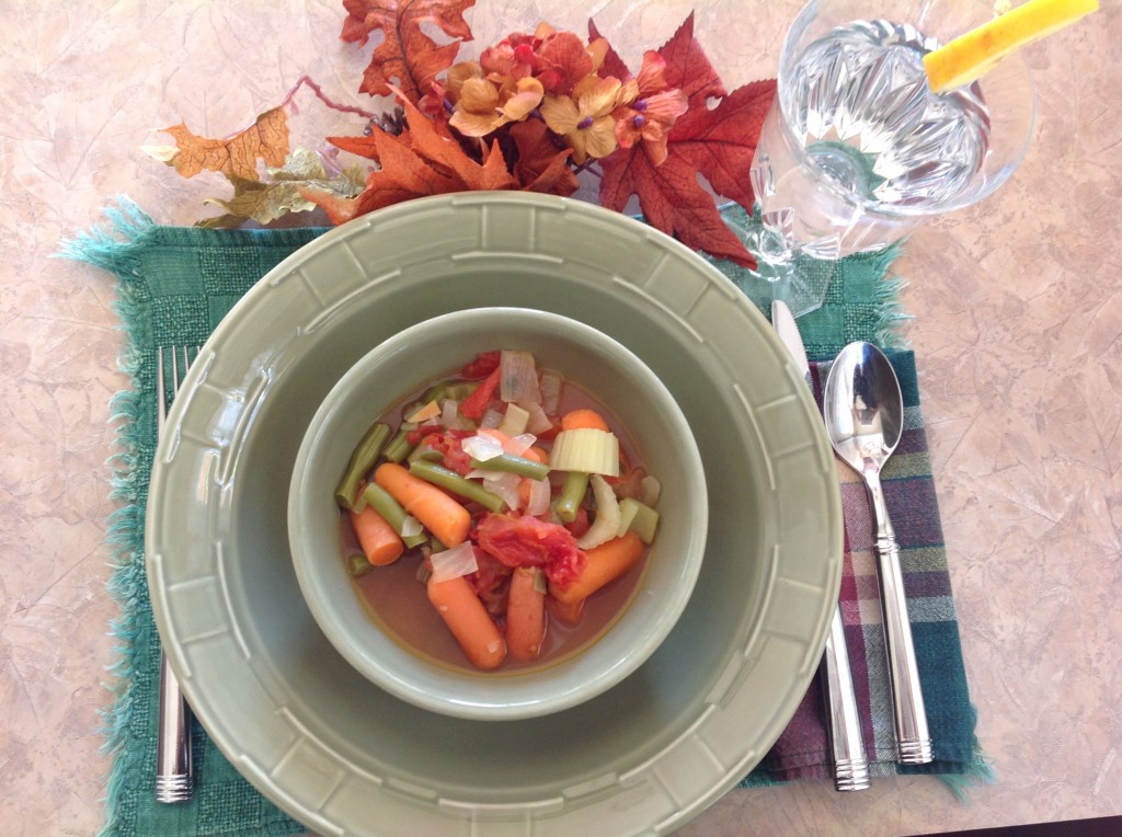 Sacred Heart Medical Diet soup to help one lose 5-pounds. My finished product, yum!