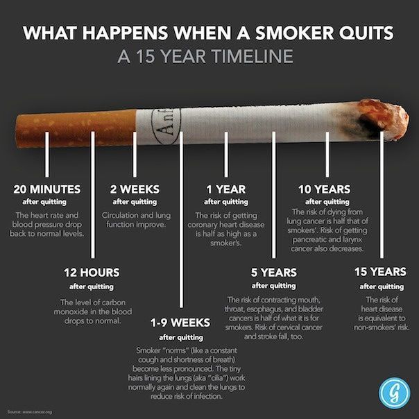 What happens to the body immediately when one stops smoking. Image credit: cancer.org