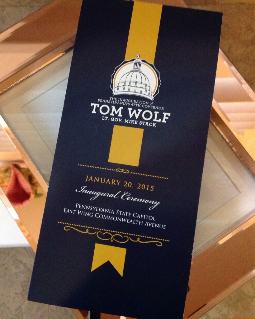 January 20, 2015 Tom Wolf Inaugural Program for swearing in ceremony
