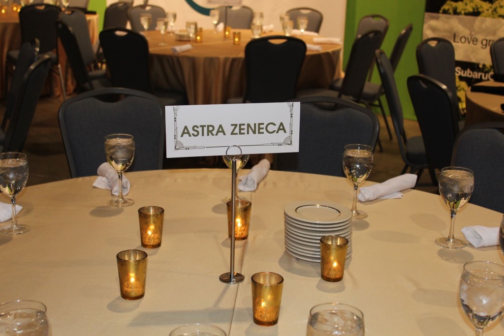 The AstraZeneca table at the 2015 Philadelphia Flower Show preview party.