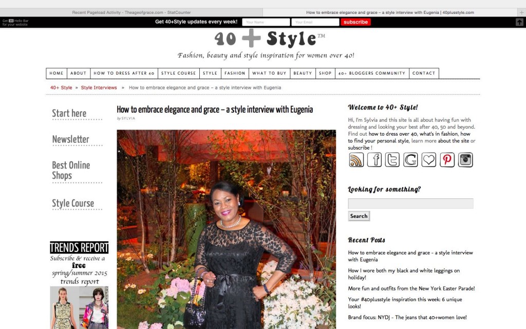 April 22, 2015 Style Interview on 40PlusStyle.com