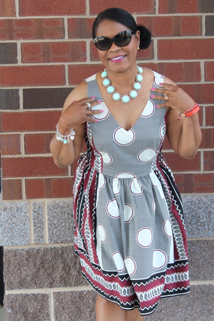 Wearing Anthropologie Maeve Moonsong dress, J. Crew necklace, and Joe's Prosper Mesh Panel Sandal