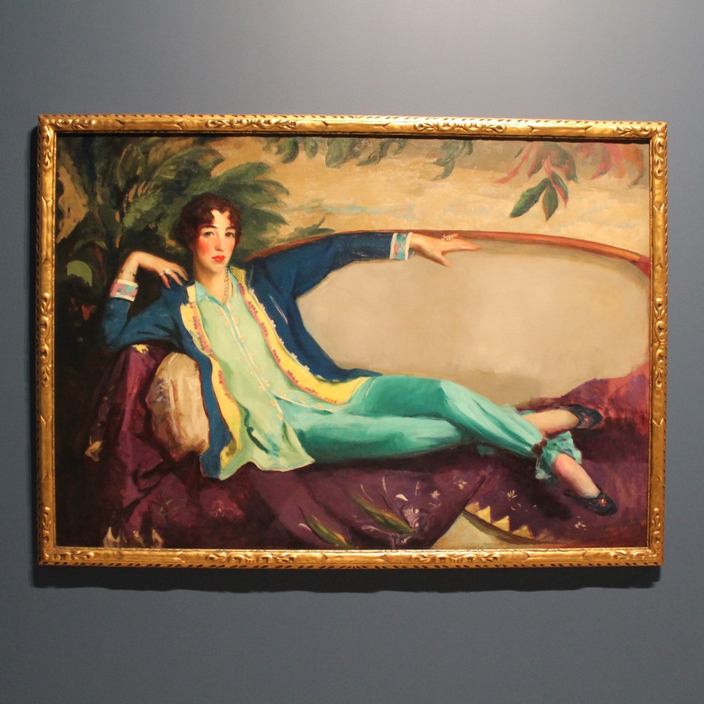 This portrait of Gertrude Vanderbilt Whitney is featured in the first-floor gallery devoted to Gertrude in the Whitney Museum. Whitney commissioned this portrait in 1916 from Robert Henri, leader of the urban realist painters.