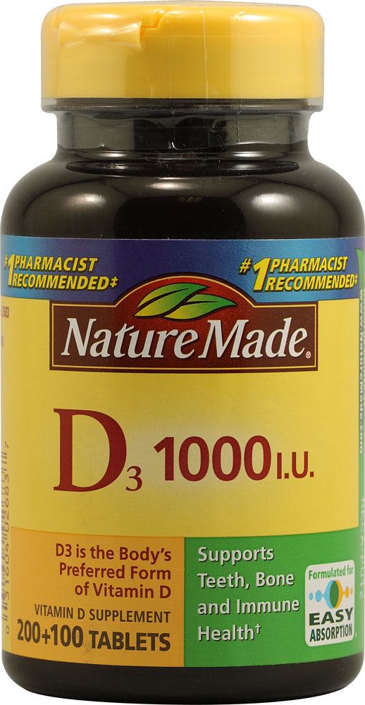 Nature Made D3 1000IU, the Vitamin D supplement that I take daily.