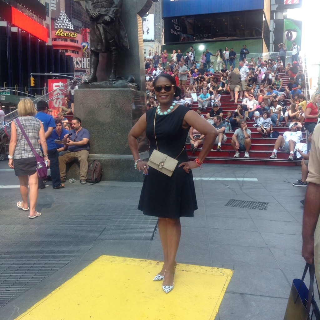 New York City Times Square; Wearing Banks Ginger Crystal Tinted Sunnies