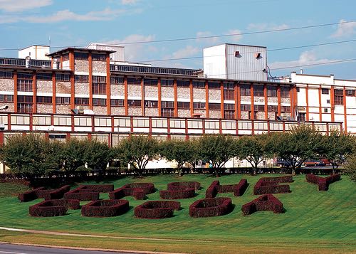 The original Hershey Chocolate Factory on Chocolate Avenue with the legendary Hershey Cocoa bushes which still remain even though the factory was recently torn down.