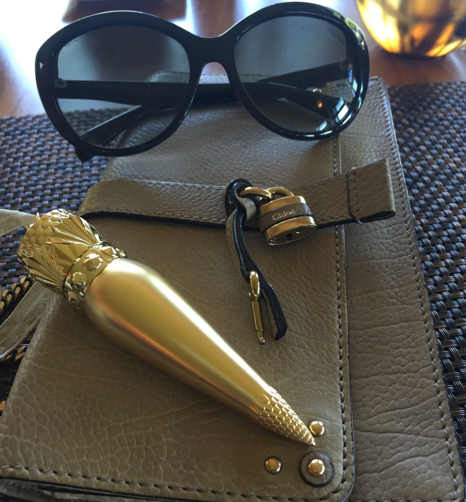 Some of my sweet birthday gifts: Christian Loubotin Eton Moi Velvet Matte Lip Color with Chloé wallet clutch from FashionPhile and Prada sunnies.