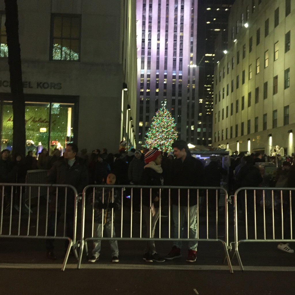 The ultimate Manhattan lights, the Rockefeller Christmas Tree from the cab.