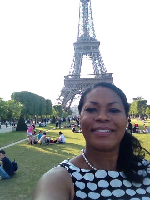 My Paris selfie standing near the Eiffel Tower, August 2012.