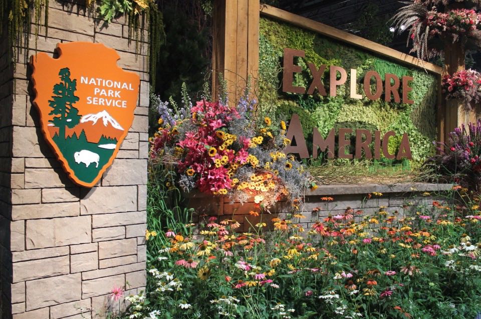The 2016 Philadelphia Flower Show, "Explore America," 100 years of the National Park Service.