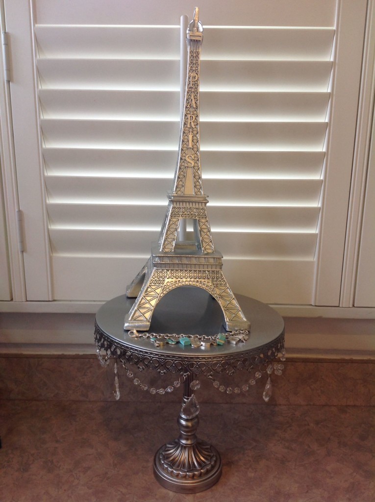 My silver Eiffel Tower with my Tiffany charm bracelet (it's hard to see the Eiffel Tower charm)
