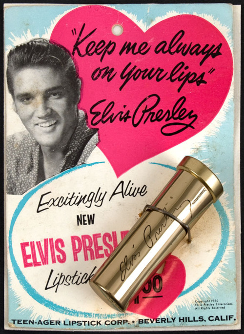 Elvis Presley lipstick marketed to his teenage fan club. Image credit: Elvis Presley Enterprises Estate.