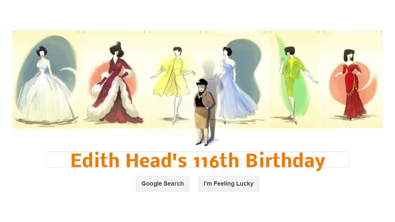 Google Doodle remembered Edith Head's 116th Birthday on October 28, 2013.