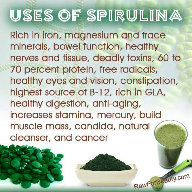 Green Zone. Uses of Spirulina. Image credit: RawforBeauty.com
