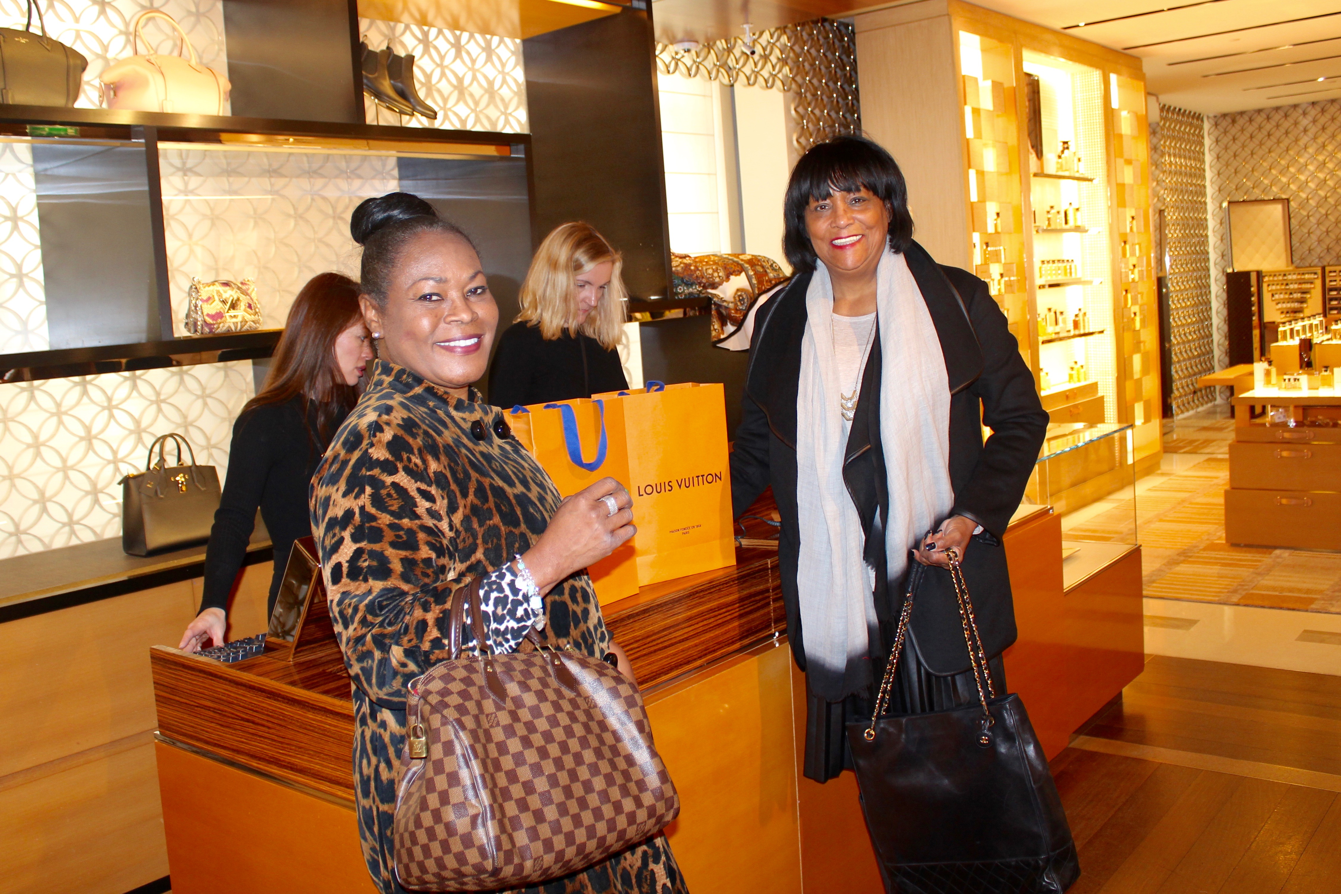 My Paris Trip, "'S Marvelous." Location: Louis Vuitton on the Champs Élysées in Paris, France. with BFF, Cynthia. Wearing: Vintage Talbot's leopard print velvet coat and my LV speedy.
