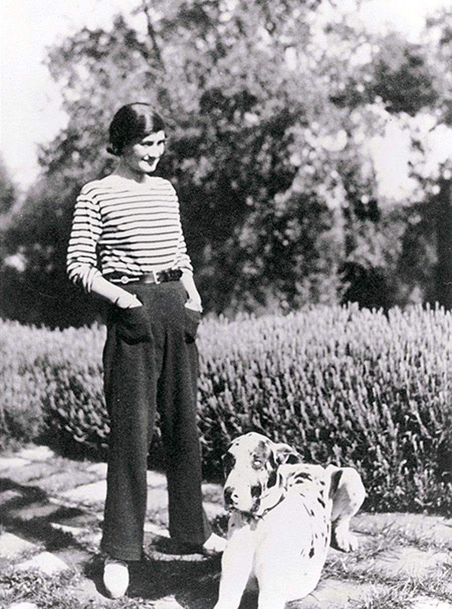 Breton Stripe is Synonymous With Parisian Chic. Mademoiselle Coco Chanel wearing the Breton stripe top.