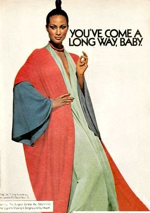 Model Beverly Johnson in Virginia Slims Cigarette ad