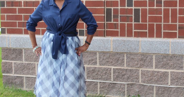J. Crew Tulle Skirt with Repeat Navy Silk Blouse