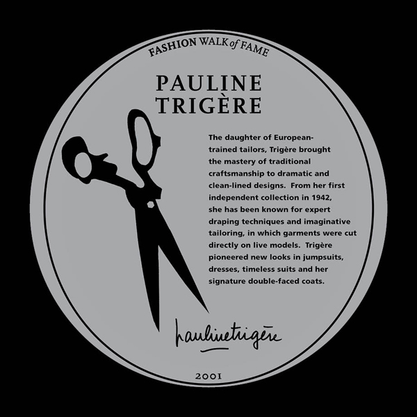 NYC Fashion Walk of Fame Plaque for Pauline Trigere