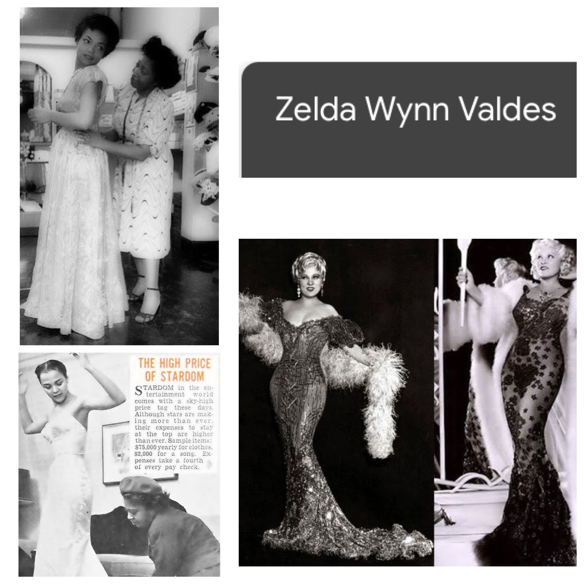 Zelda Wynn Valdes, the fashion history maker. Here are some of Wynn Valdes Designs for Dorothy Dandridge, Mae West, and Eartha Kitt
