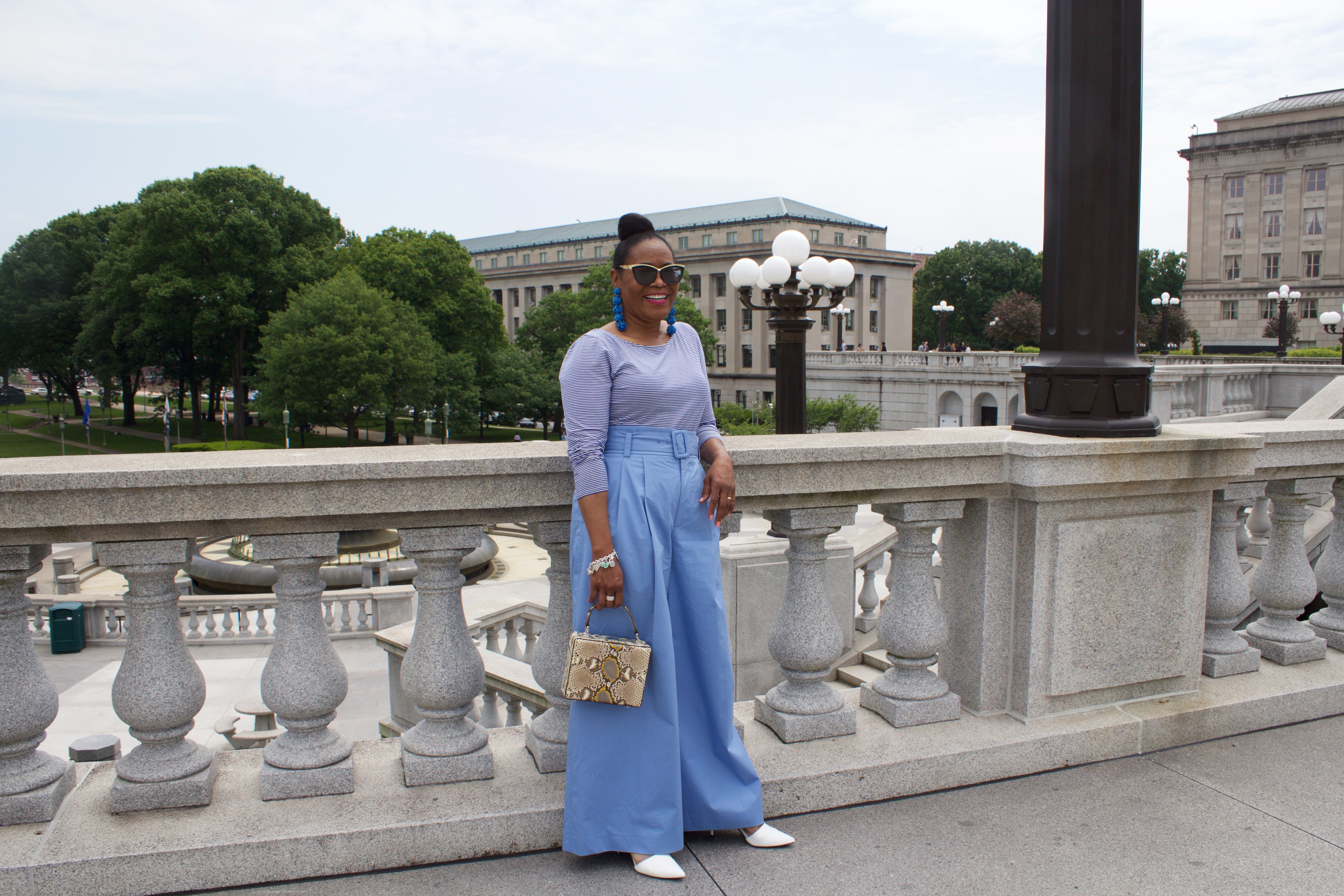 Zara Wide Leg Blue Pants; Progressive Eye Care