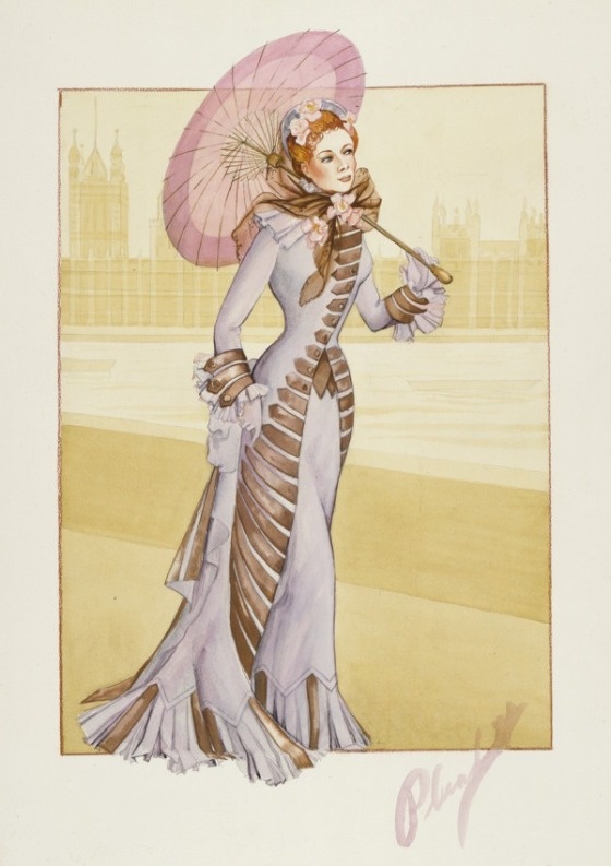 Walter Plunkett Costume Sketch of Greer Garsob as Irene Forsyte in the Metro Goldyn Mayer Production, That Forsyte Woman