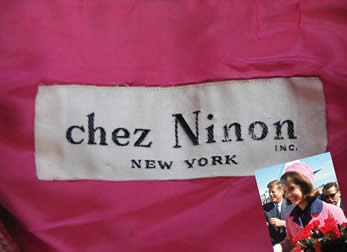 Chez Ninon label for Jackie Kennedy's approved pink Chanel suit