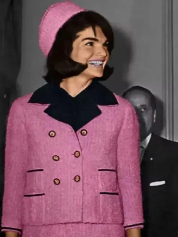 Web photo of Jackie Kennedy wearing her infamous pink suit