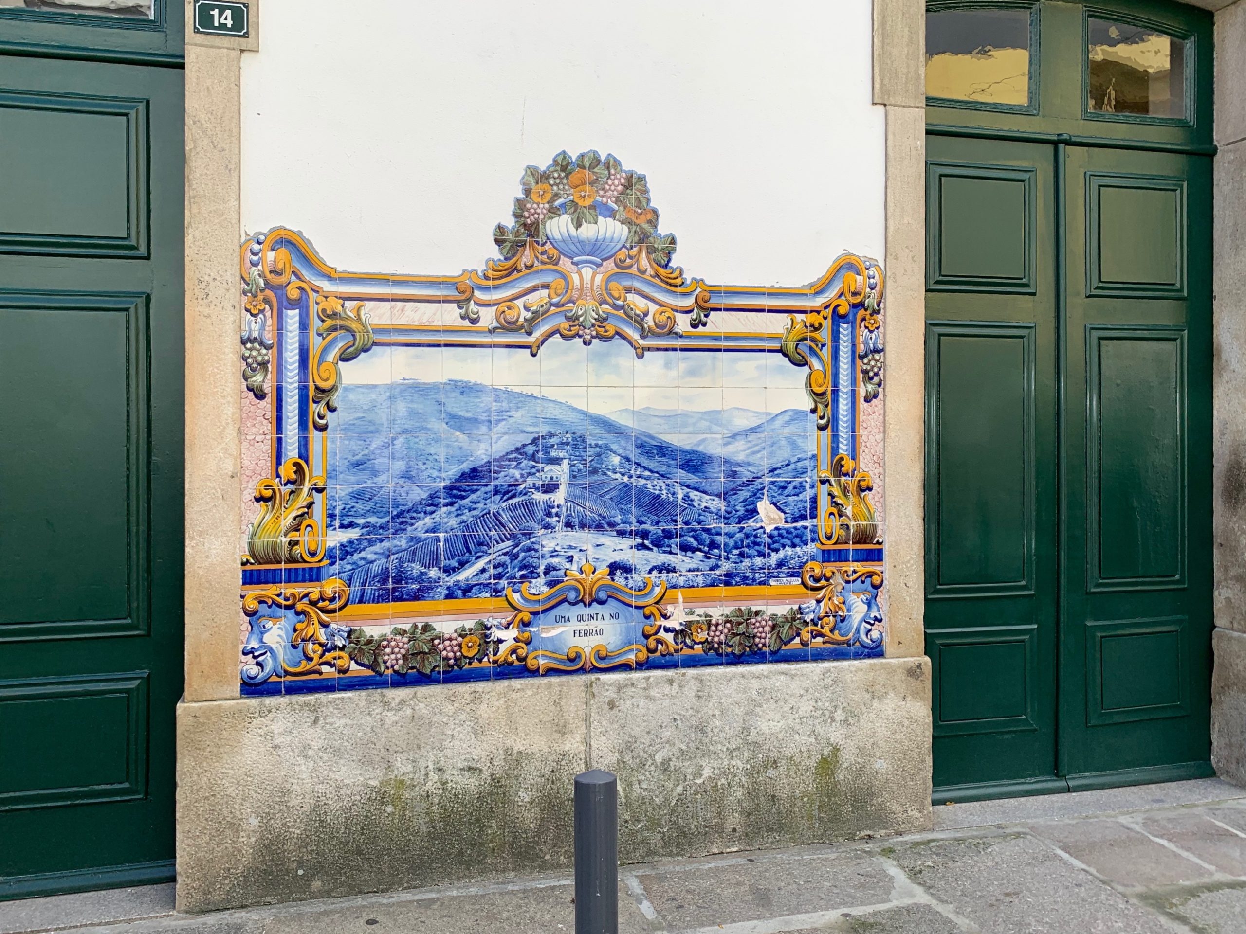 Azulejos panel at the Pinhão train station in Portugal
