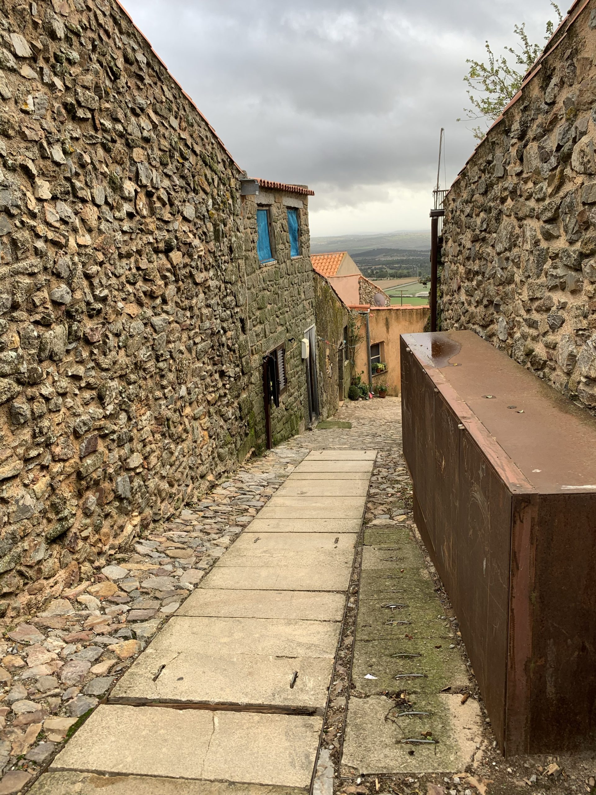 A narrow street in the historic village of Castelo Rodrigo, Portugal