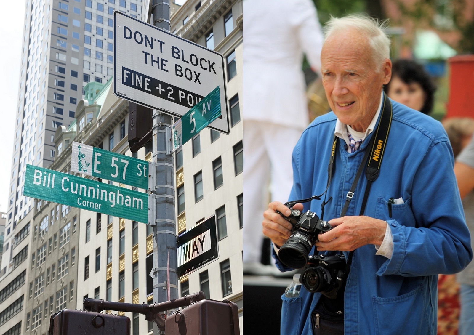 Online photo of Bill Cunningham Corner in NYC at Fifth Avenue at 57th Street