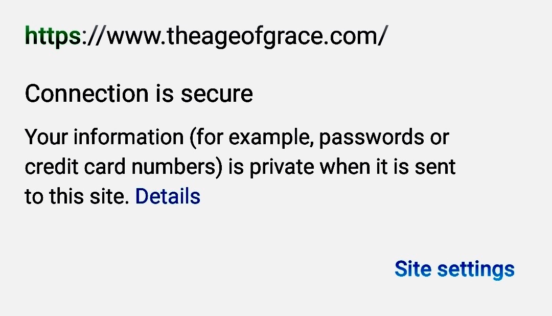 The Age of Grace, site now secure