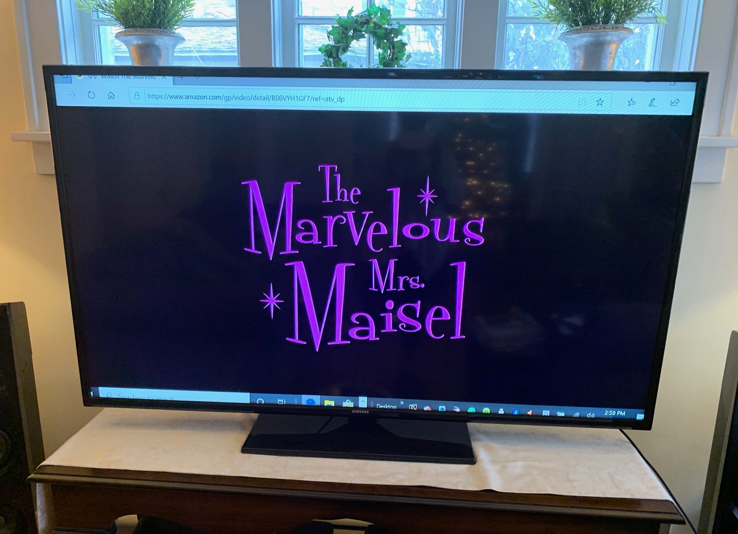 At Home watching The Marvelous Mrs. Maisel