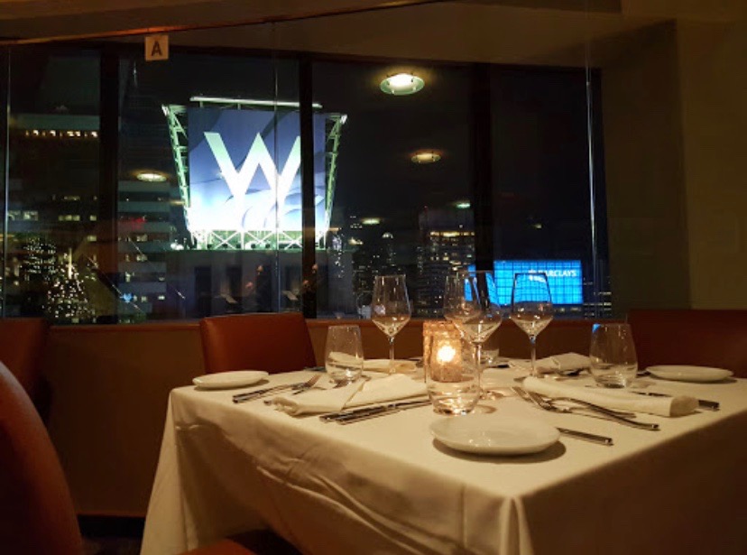 Nighttime view of Times Square from The View Restaurant and Lounge