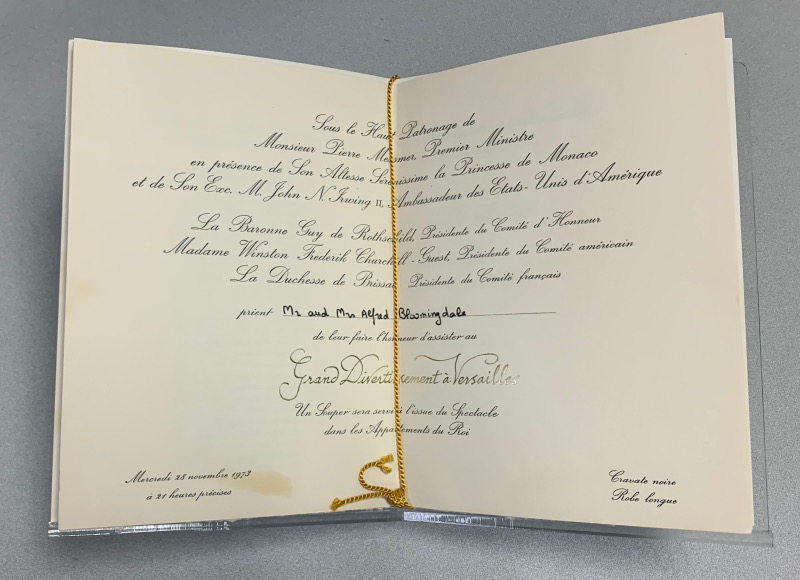 Betsy Bloomingdale Invitation to the Grand Divertissement à Versailles