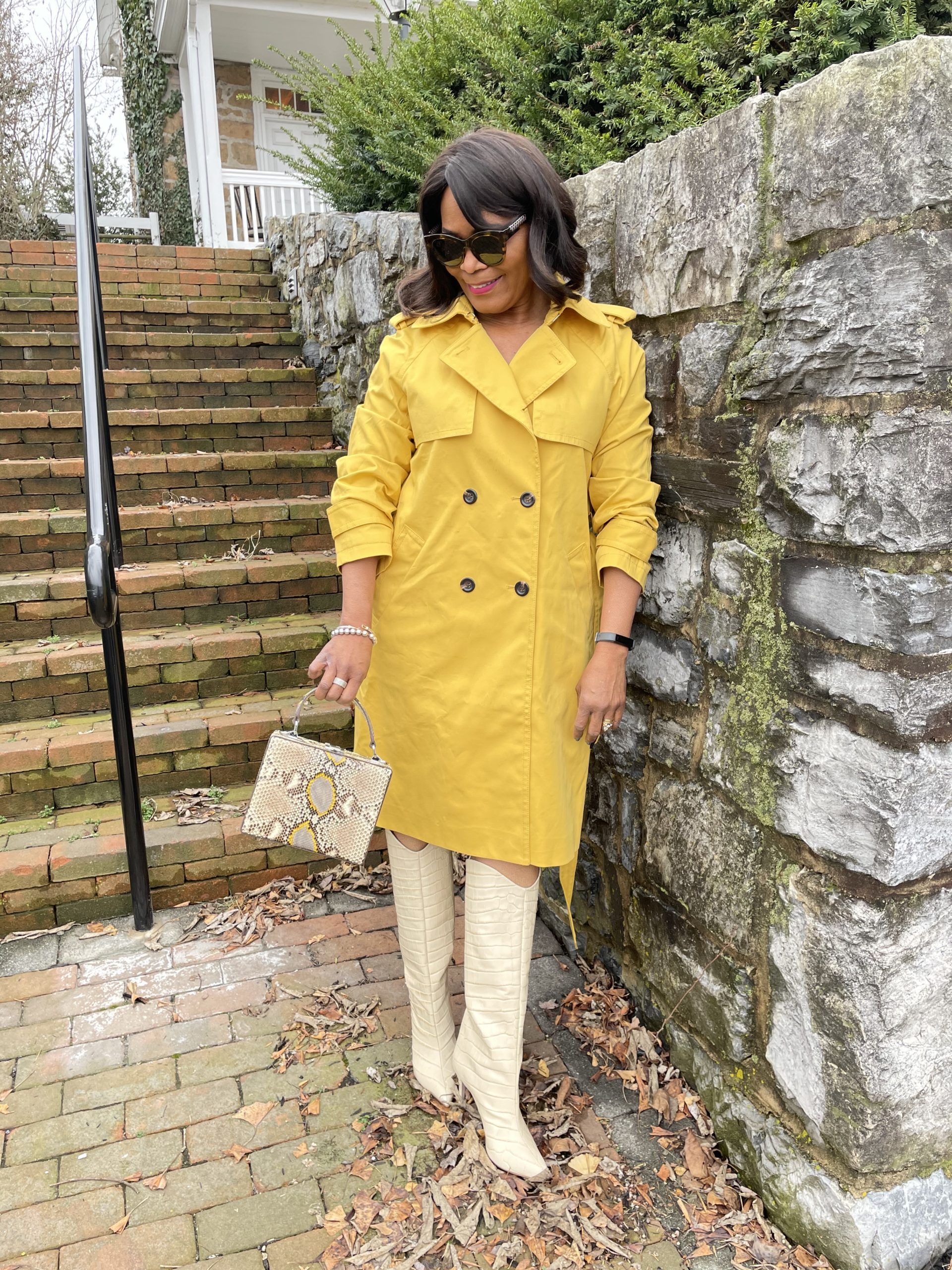 A Vibrant Spring Trench Coat in Yellow