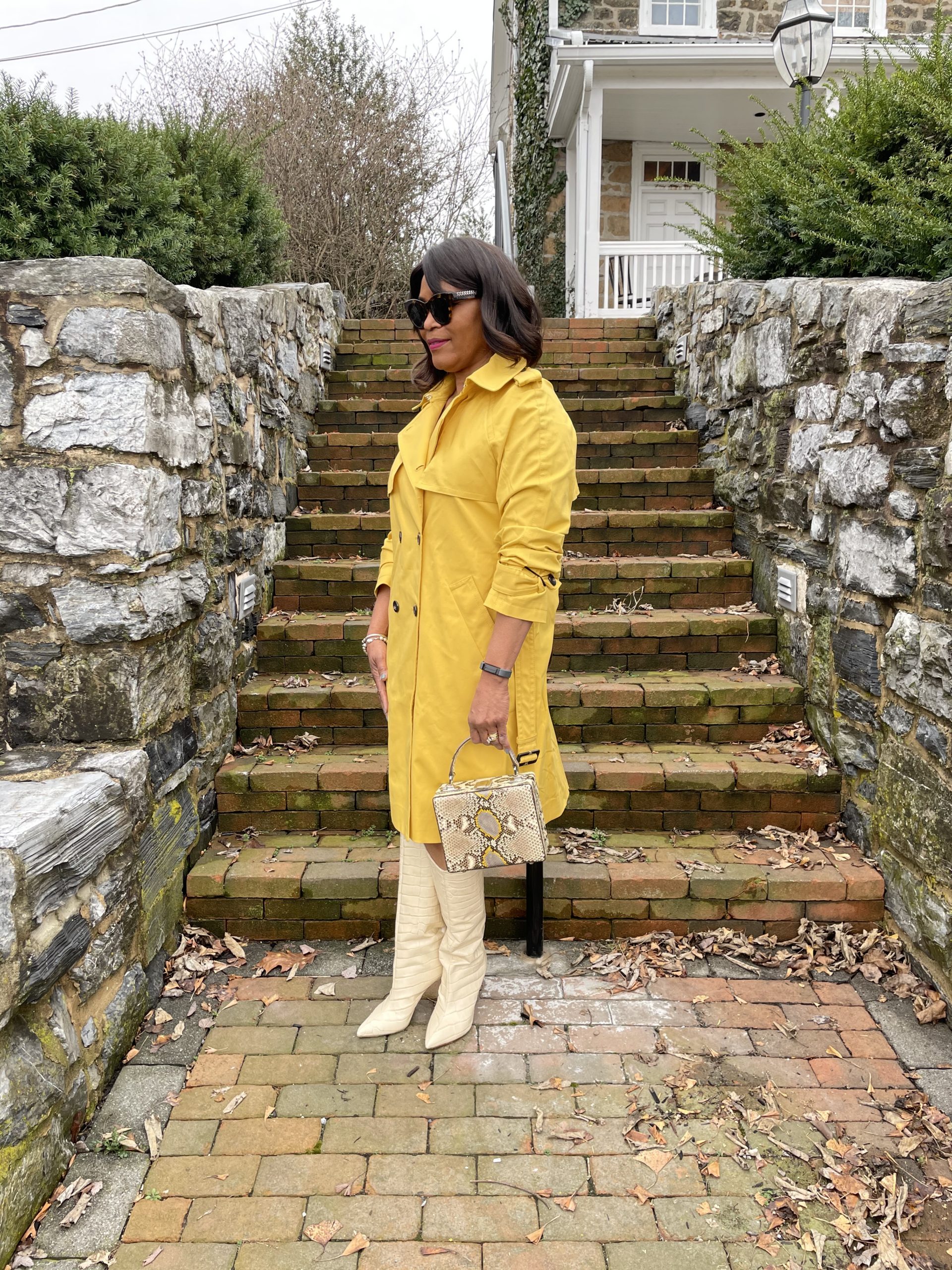 Ann Taylor Twill Yellow Trench