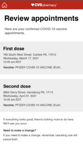 COVID-19 Vaccine Appointment Card