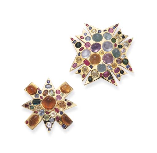 A Rare Pair of Gem-Set and Gold Brooches, by Coco Chanel, Fulco Do Verdura