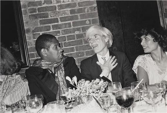 Bob Colacell photo of André Leon Talley, Andy Warhol and Bianca Jagger