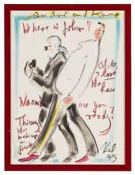 Karl Lagerfeld and André Leon Talley Pastel and Gouache Sketch on Paper sold for $22,680