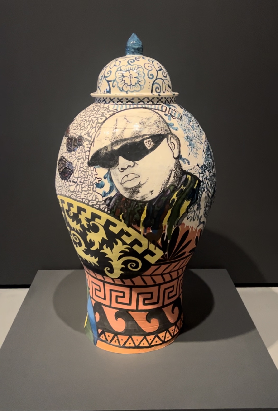 Roberto Lugo Glazed Ceramic of Rapper Biggie at the hip Hop Exhibit at BMA