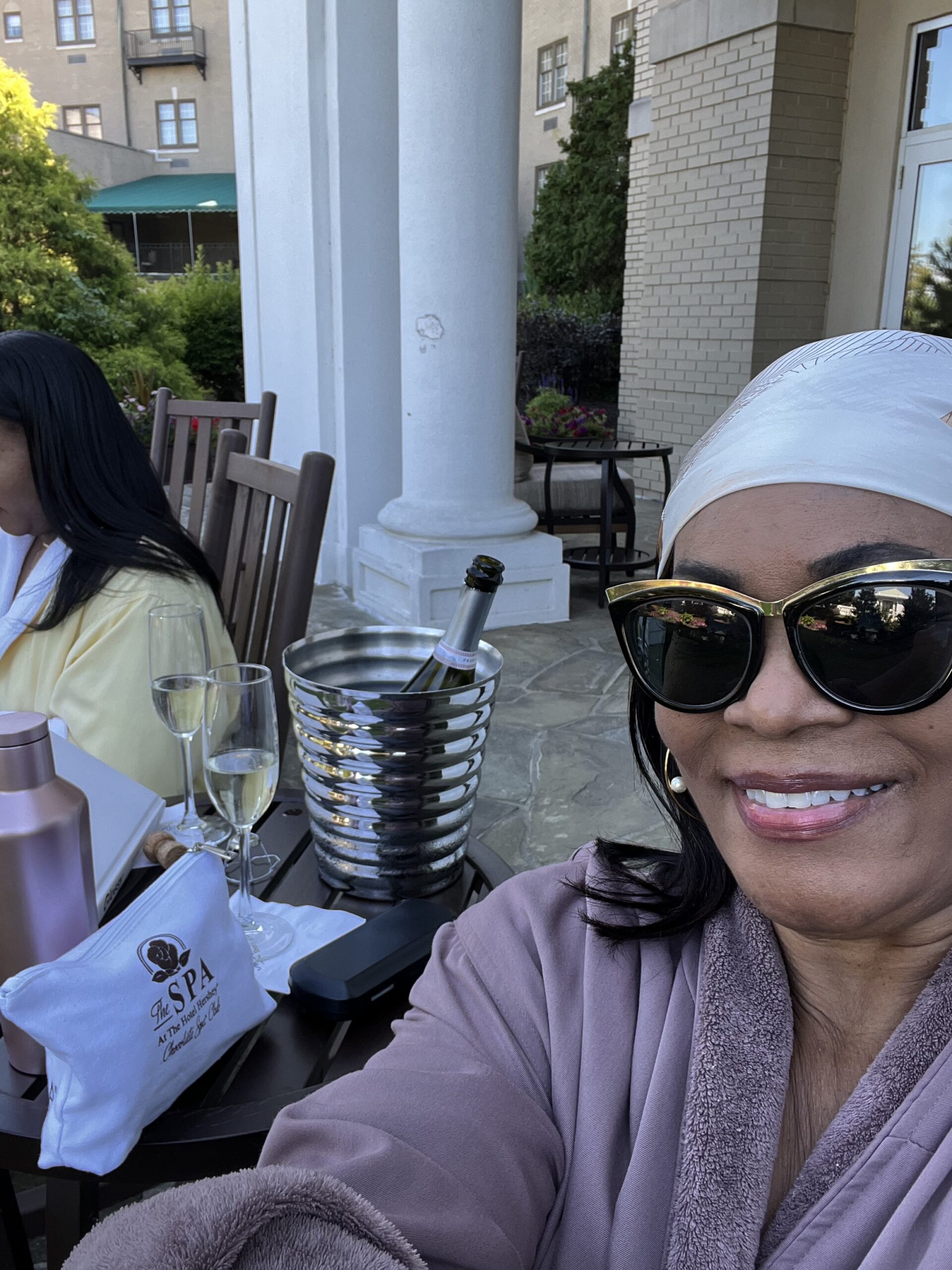 Sitting in rocking chairs after spa treatments at the Spa at the Hotel Hershey